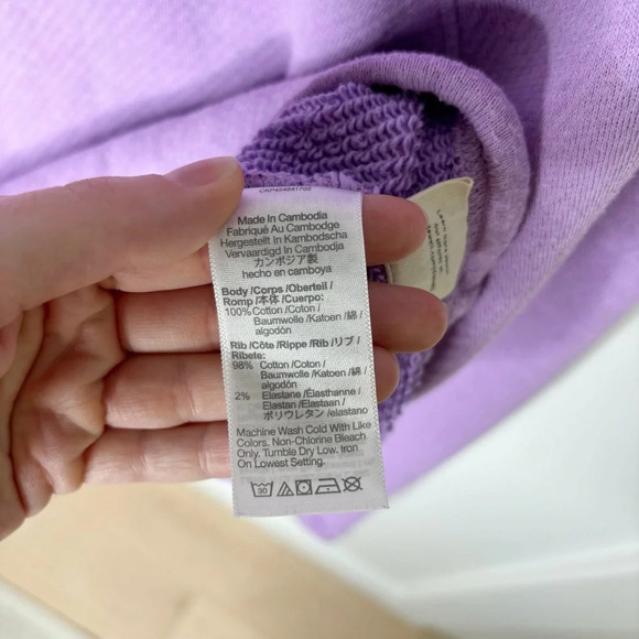 Madewell MWL AiryTerry Crop  Sweatshirt in Heather Bright Violet Size S - Picture 5 of 6